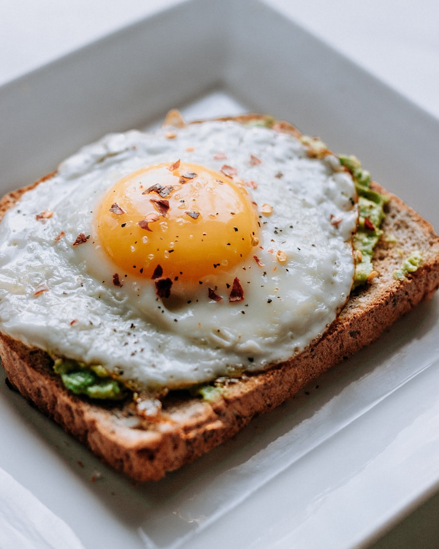 A toasted bagel with avocado