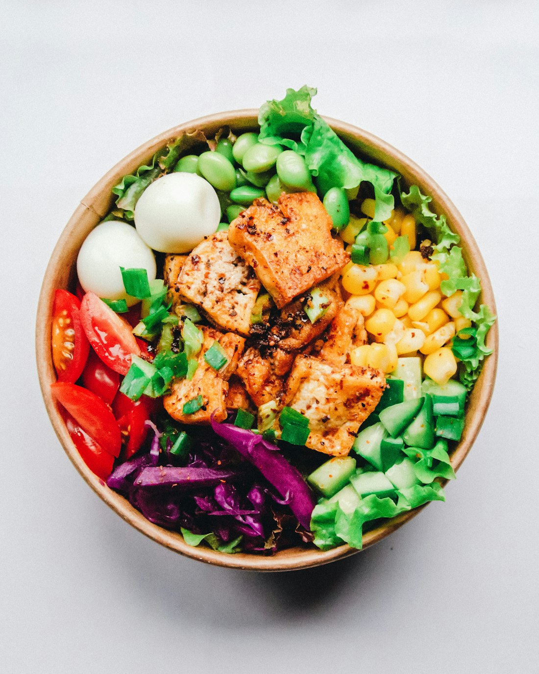 A colourful grain and greens bowl